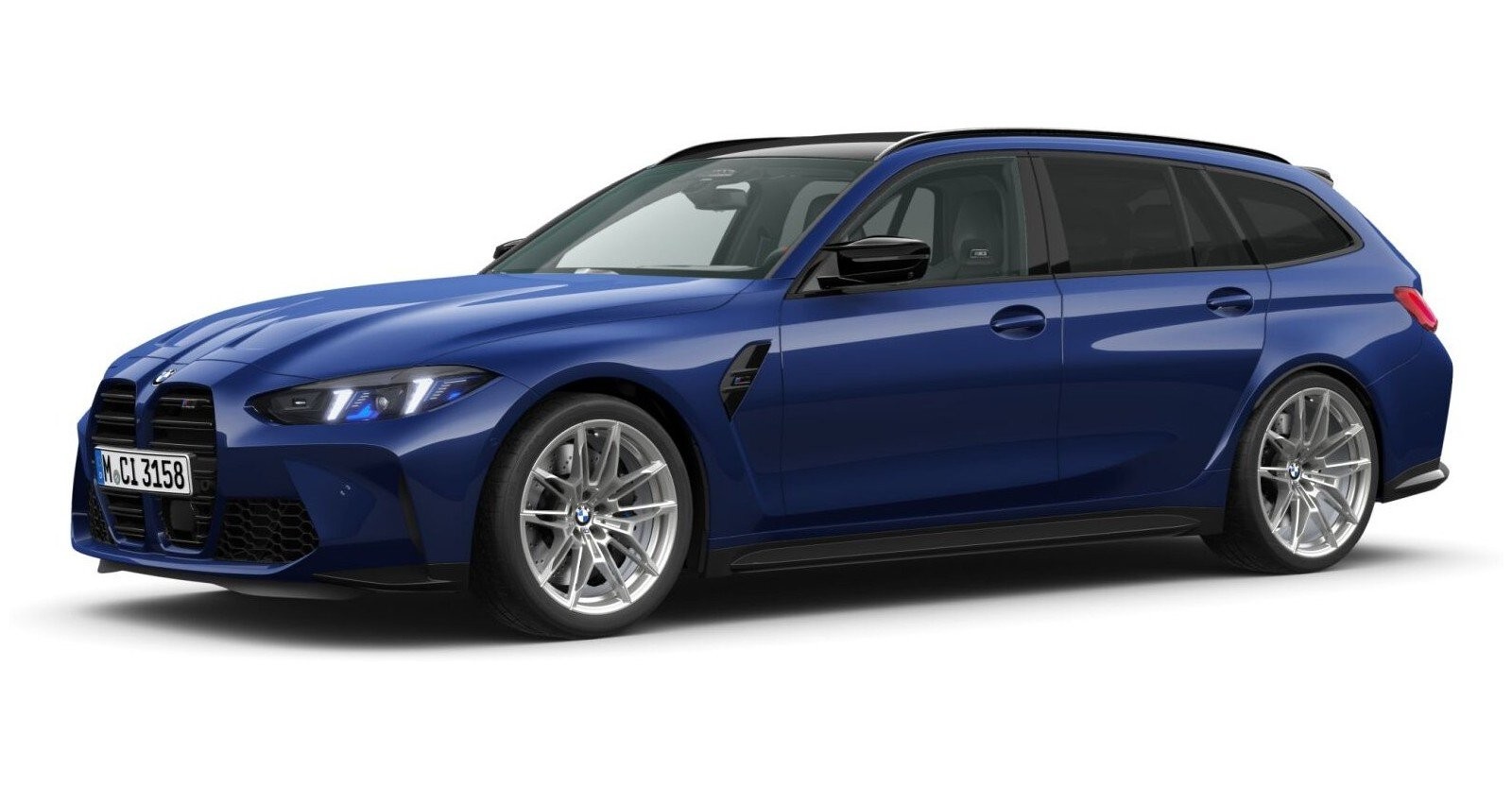 BMW M3 Competition Touring mit M xDrive in Blau von vorne BMW M3 Competition Touring mit M xDrive in Blau von vorne