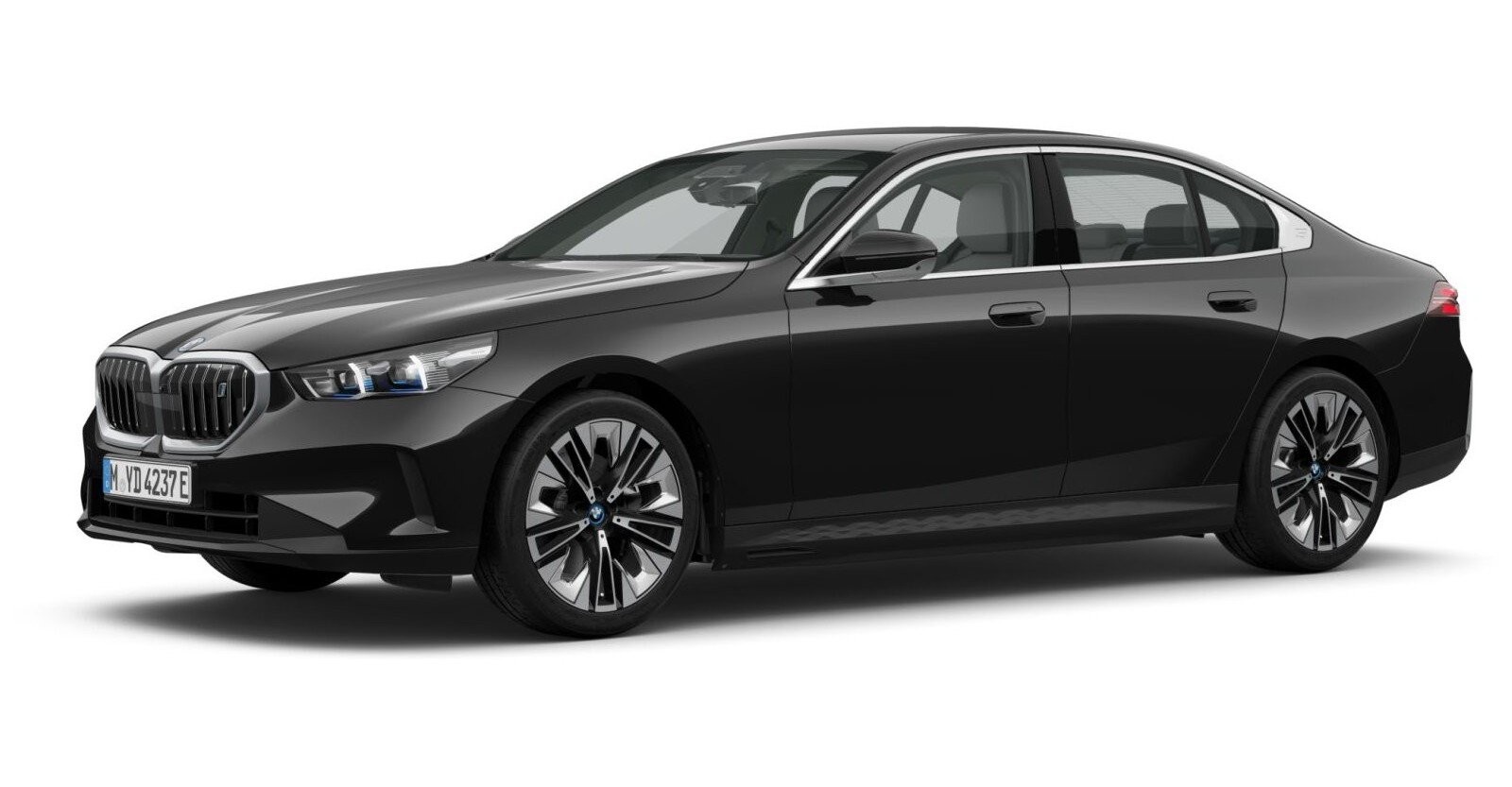 BMW i5 xDrive40 Limousine in Schwarz von vorne BMW i5 xDrive40 Limousine in Schwarz von vorne