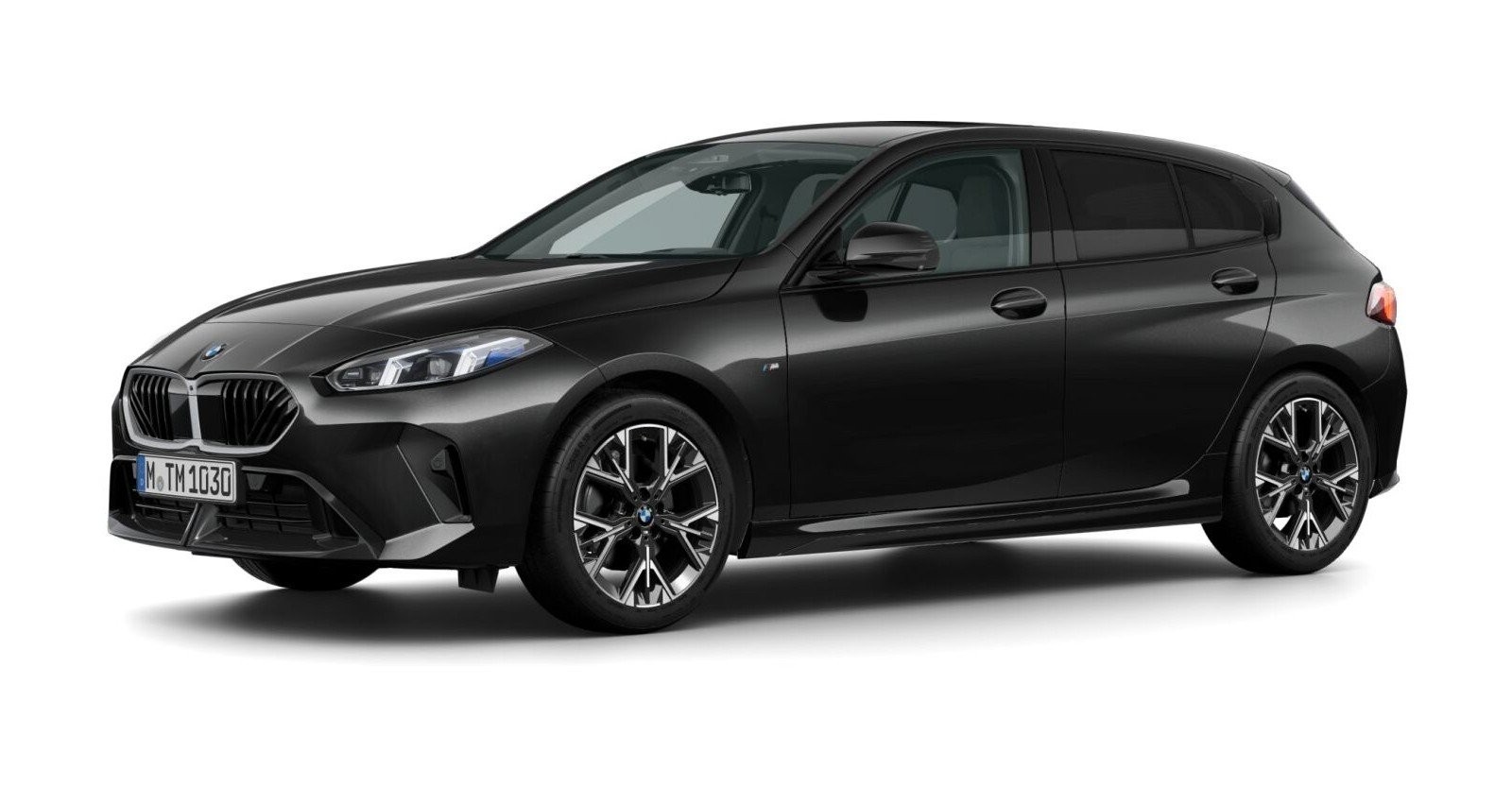 BMW 118d in Schwarz von vorne