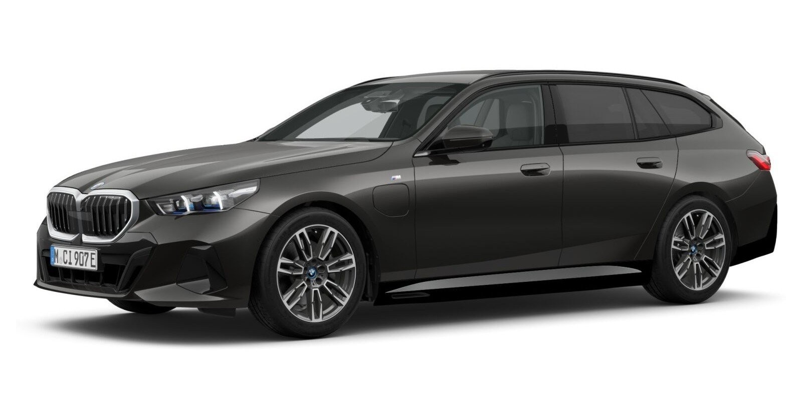 BMW 530e Touring in Grau von vorne