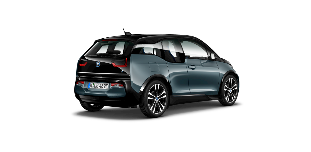 BMW BMW I in Blau von hinten BMW BMW I in Blau von hinten