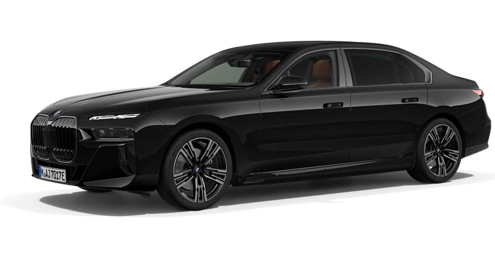 BMW i7 xDrive60 Limousine in Schwarz von vorne BMW i7 xDrive60 Limousine in Schwarz von vorne