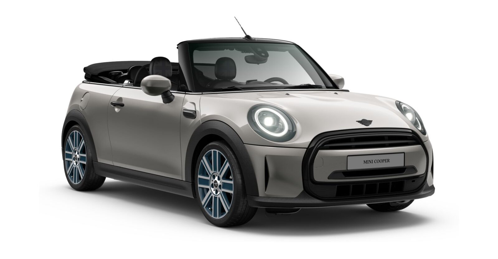 MINI Cooper Cabrio in Silber von vorne MINI Cooper Cabrio in Silber von vorne
