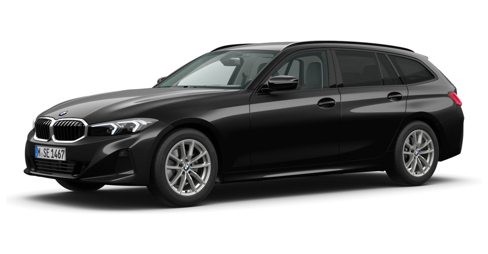 BMW 320d Touring in Schwarz von vorne