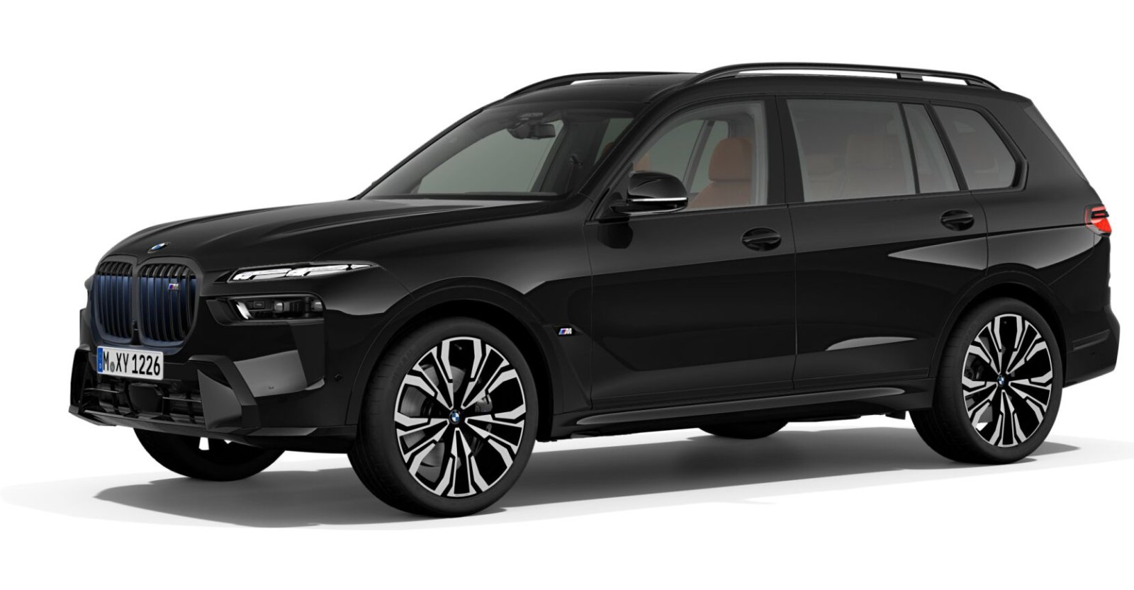 BMW X7 M60i xDrive in Schwarz von vorne BMW X7 M60i xDrive in Schwarz von vorne
