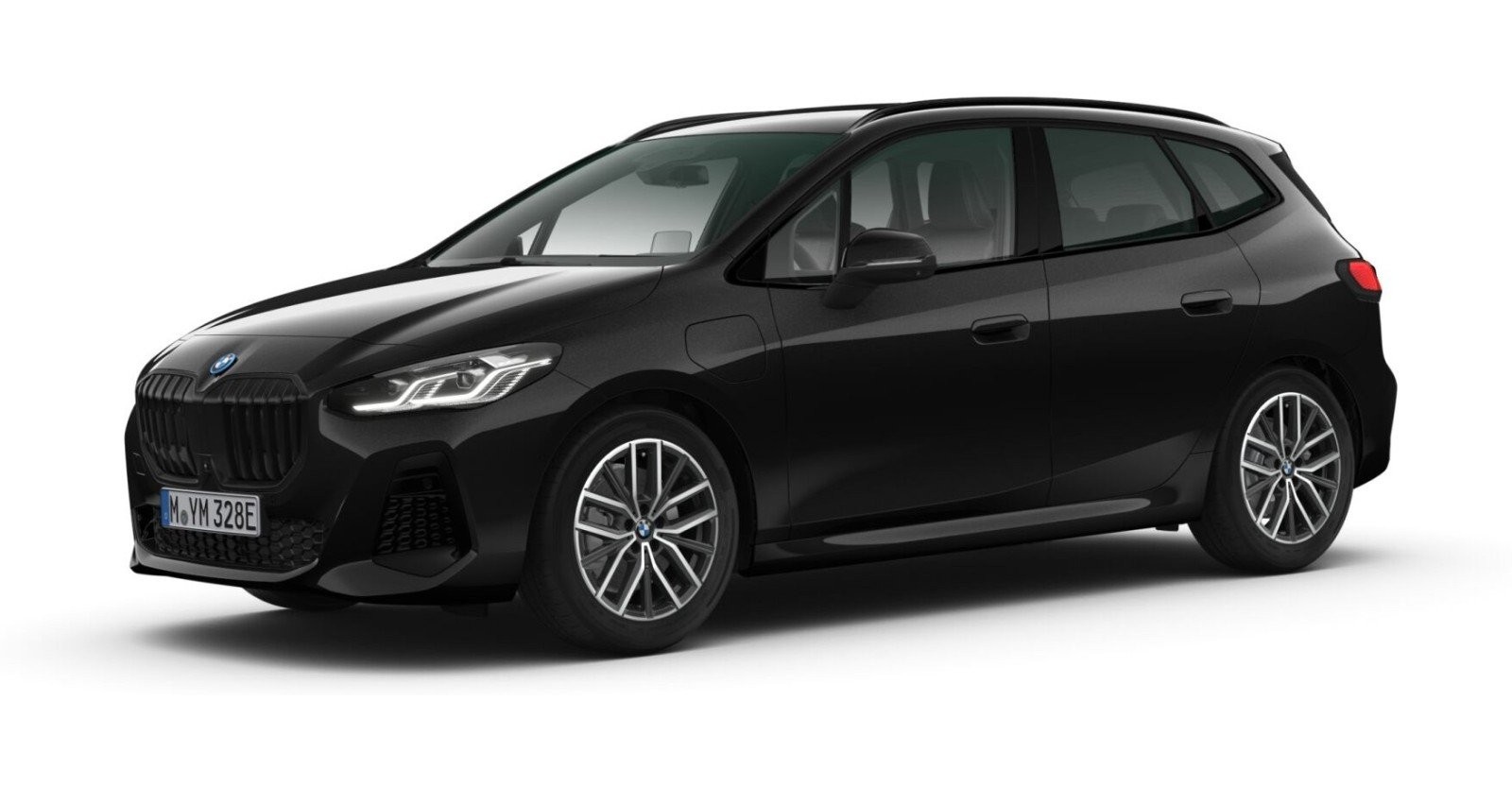 BMW 225e xDrive Active Tourer in Schwarz von vorne BMW 225e xDrive Active Tourer in Schwarz von vorne