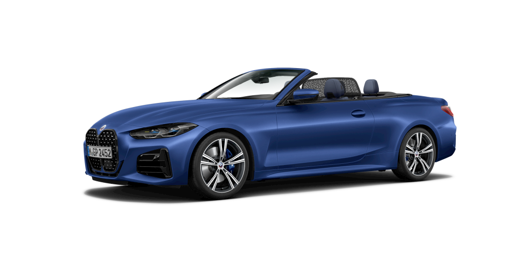 BMW M440i Cabrio in Blau von vorne BMW M440i Cabrio in Blau von vorne