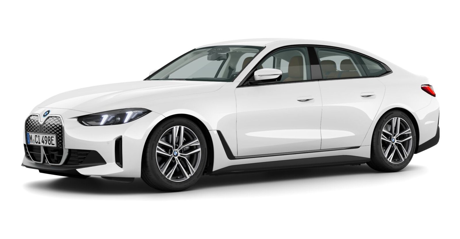 BMW i4 eDrive35 Gran Coupe in Weiß von vorne
