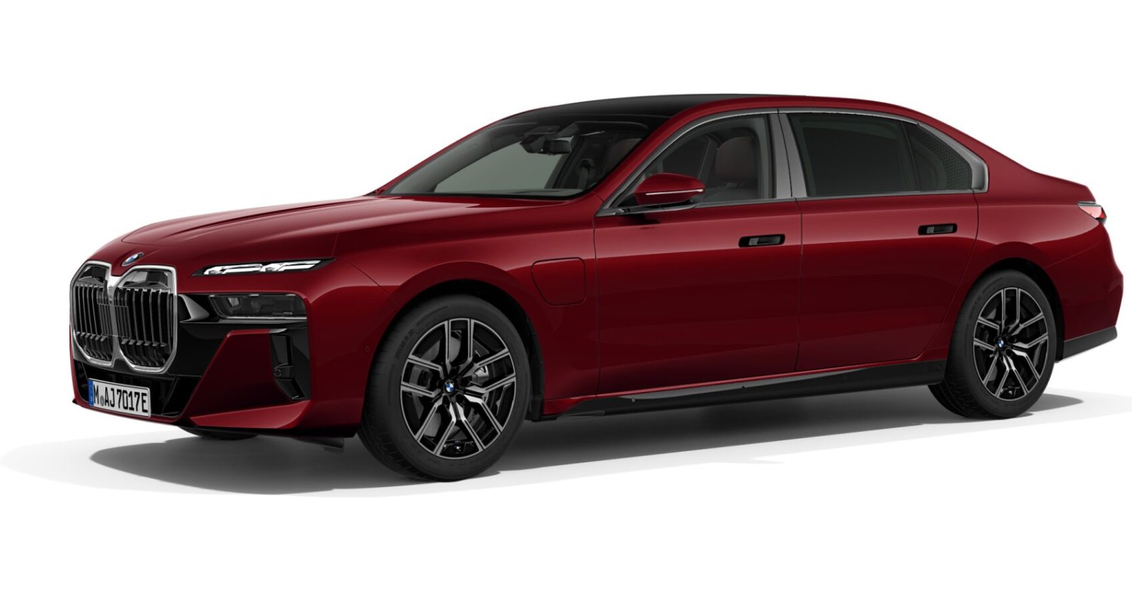 BMW 750e xDrive Limousine in Rot von vorne BMW 750e xDrive Limousine in Rot von vorne