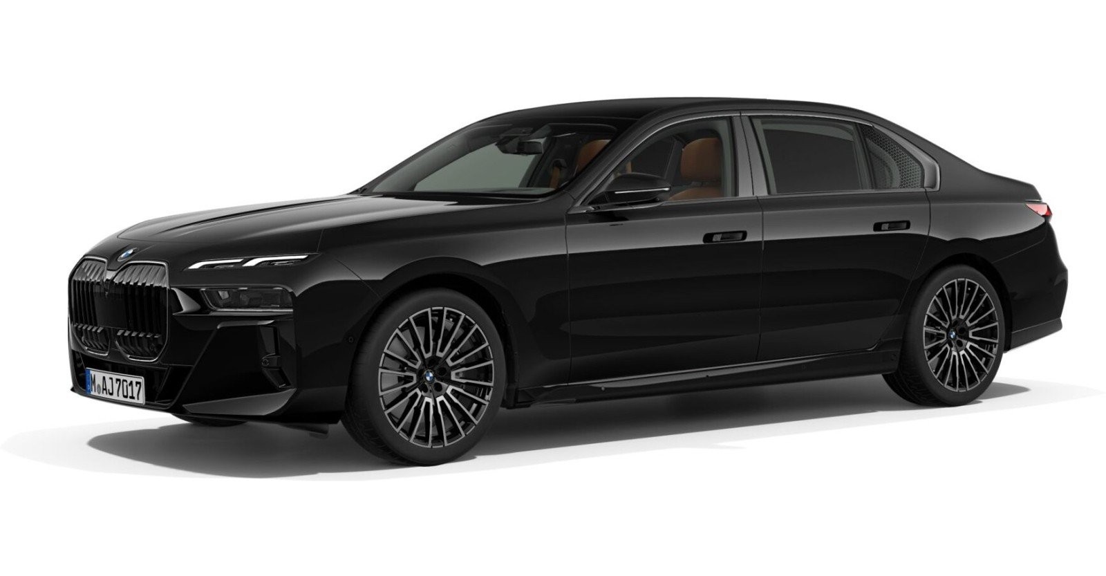 BMW 740d xDrive Limousine in Schwarz von vorne