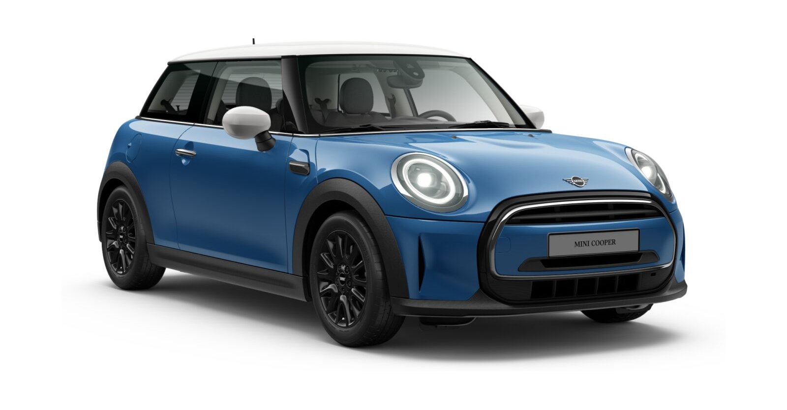 MINI Cooper 3-Türer in Blau von vorne MINI Cooper 3-Türer in Blau von vorne