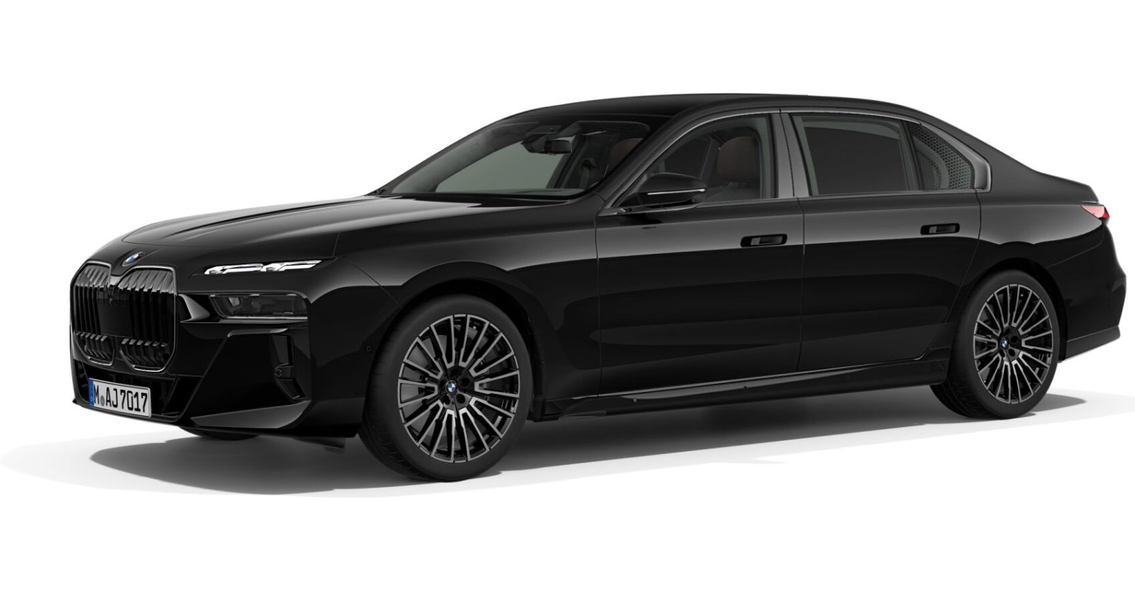 BMW 740d xDrive Limousine in Schwarz von vorne BMW 740d xDrive Limousine in Schwarz von vorne