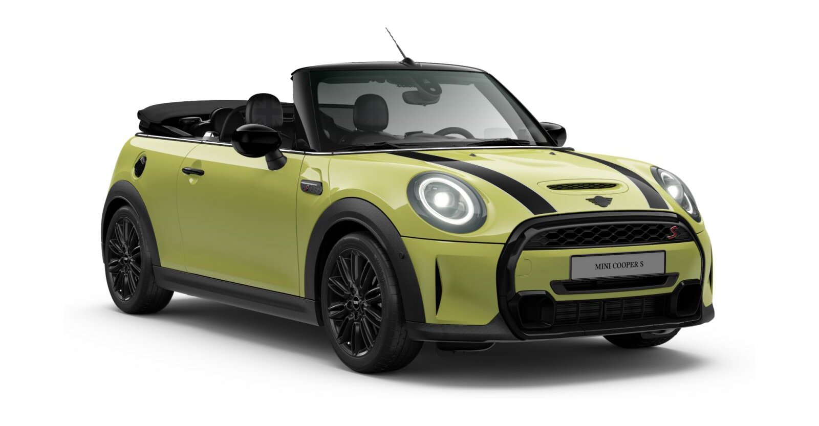 MINI Cooper S Cabrio in Gelb von vorne