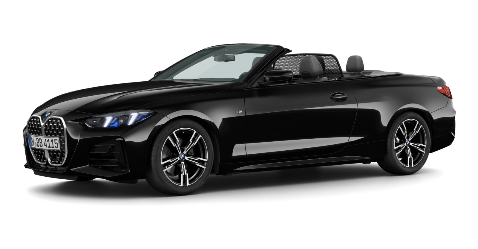 BMW 420i Cabrio in Schwarz von vorne BMW 420i Cabrio in Schwarz von vorne