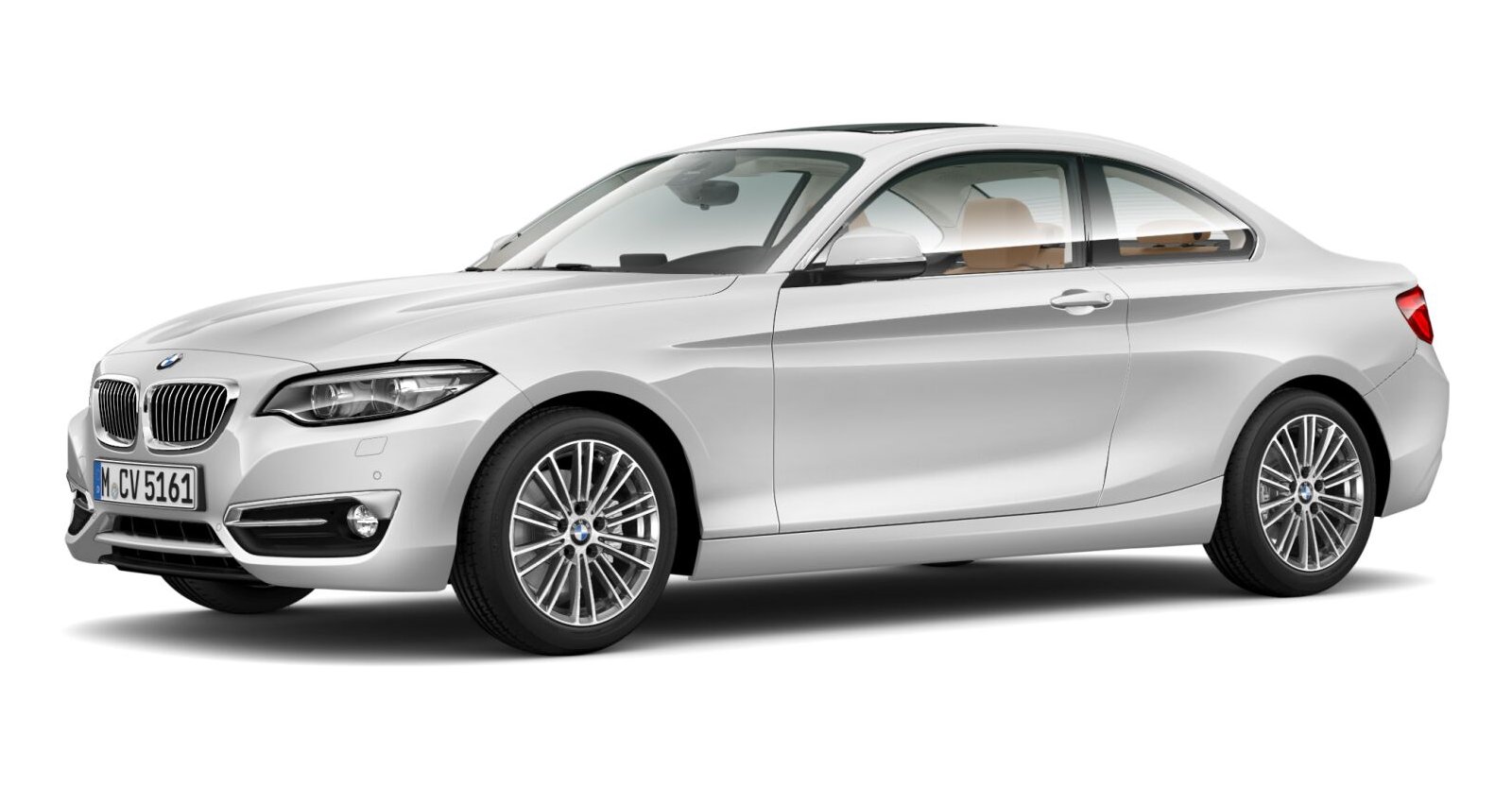 BMW 220i Coupé in Weiß von vorne BMW 220i Coupé in Weiß von vorne