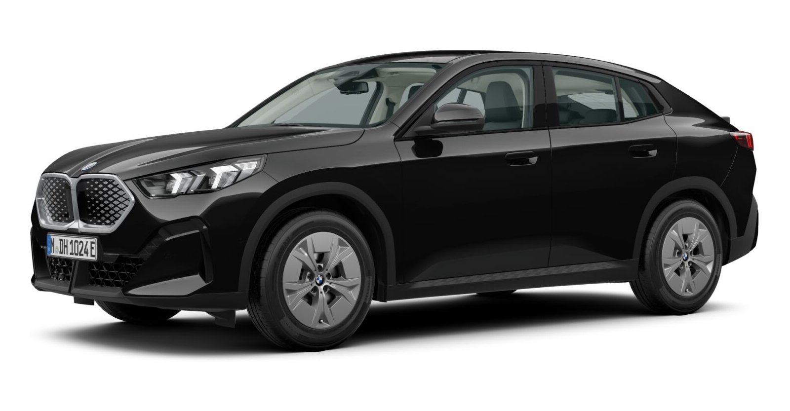 BMW iX2 xDrive30 in Schwarz von vorne BMW iX2 xDrive30 in Schwarz von vorne