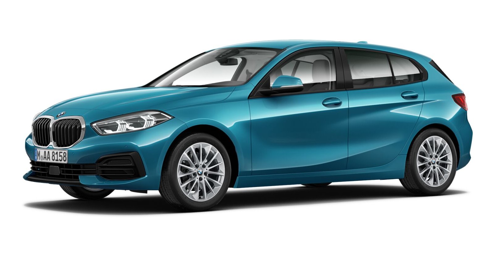 BMW 118i in Blau von vorne BMW 118i in Blau von vorne