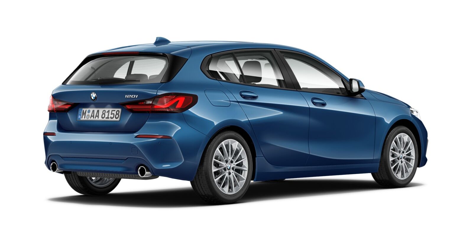 BMW BMW 1er in Blau von hinten BMW BMW 1er in Blau von hinten