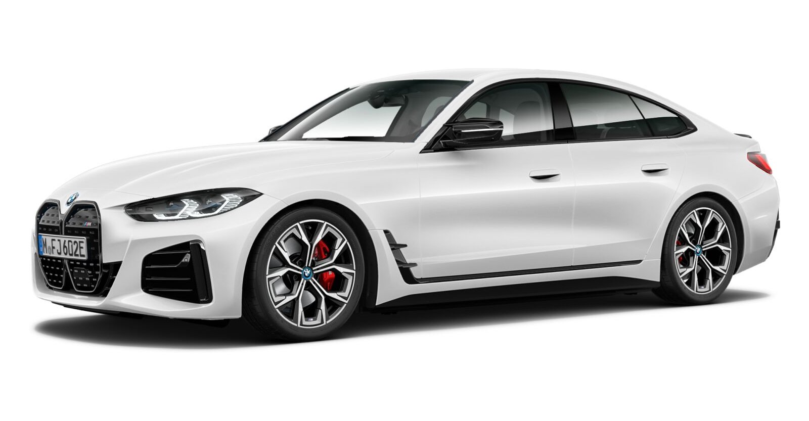BMW i4 M50 Gran Coupé in Weiß von vorne BMW i4 M50 Gran Coupé in Weiß von vorne