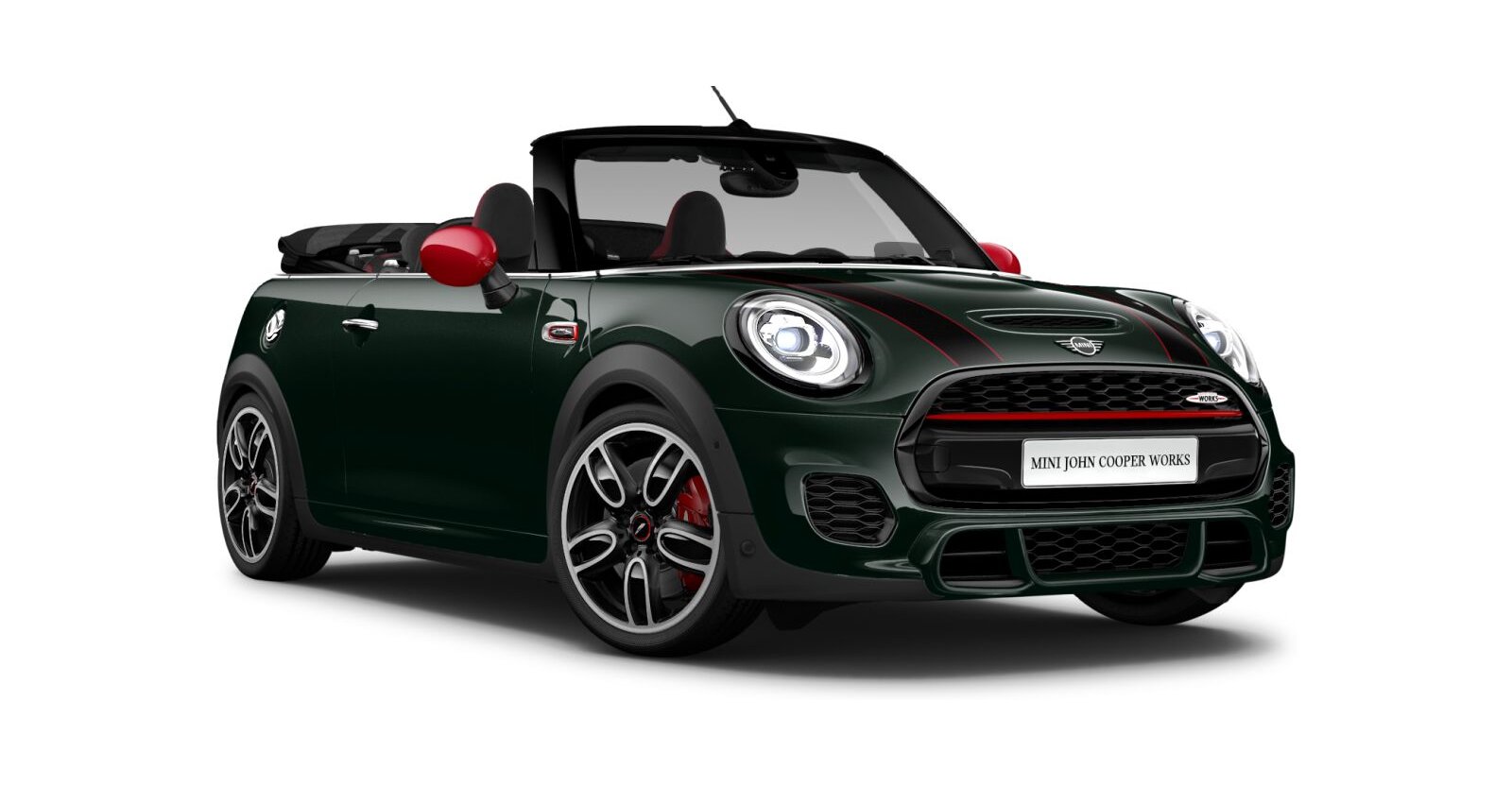 MINI JCW Cabrio in Gr&uuml;n von vorne