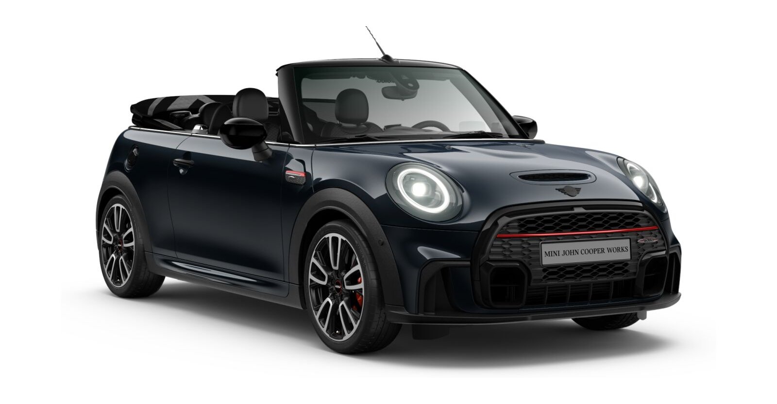 MINI JCW Cabrio in Schwarz von vorne
