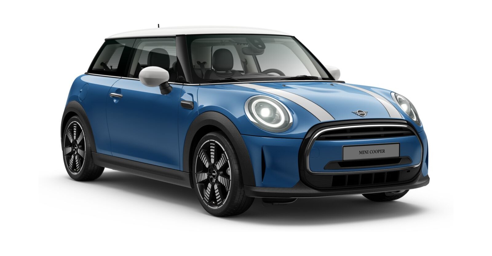 MINI Cooper 3-T&uuml;rer in Blau von vorne