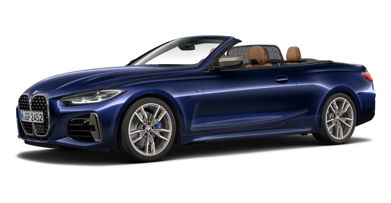 BMW M440i xDrive Cabrio in Blau von vorne
