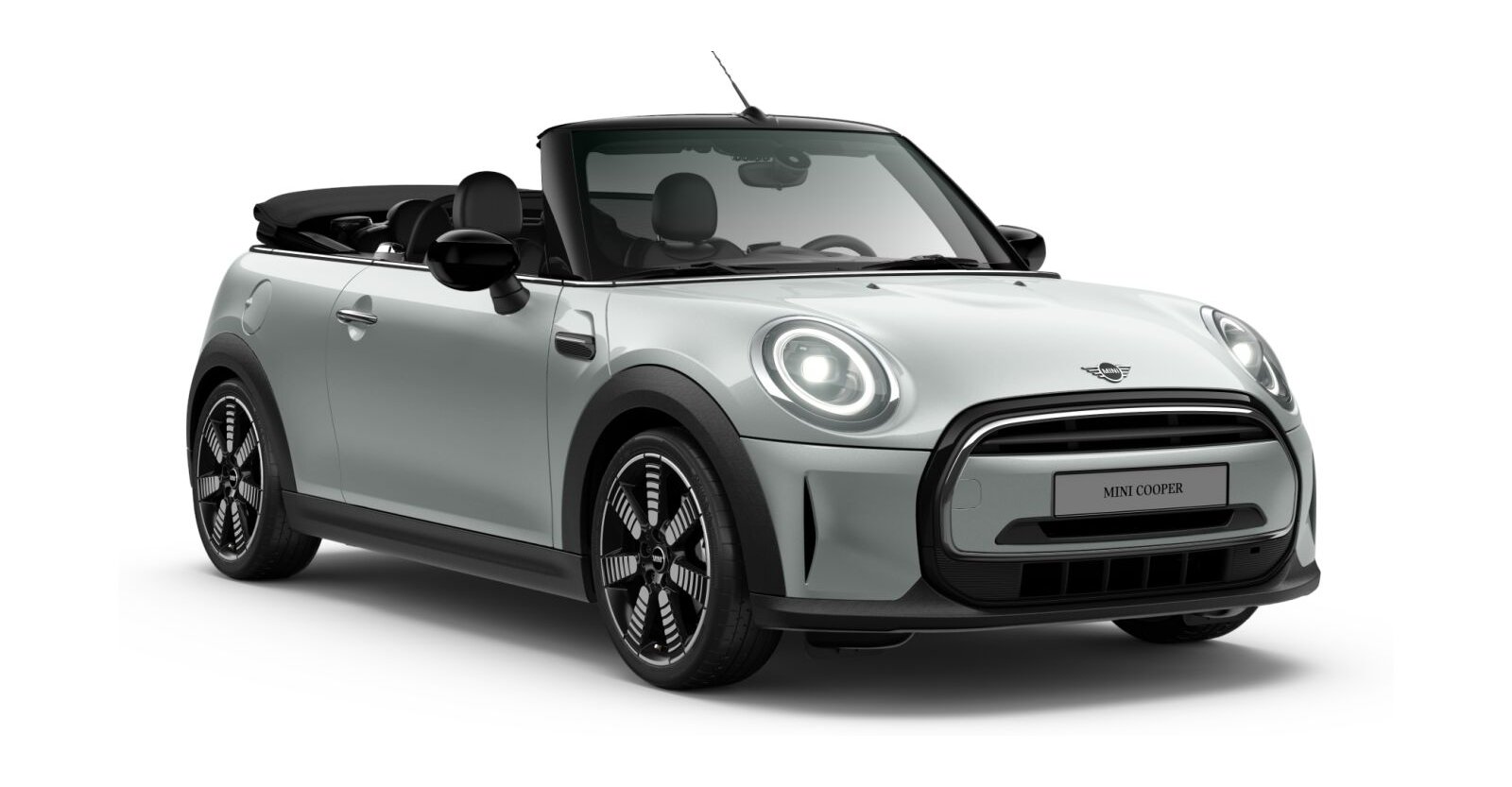MINI Cooper Cabrio in Silber von vorne MINI Cooper Cabrio in Silber von vorne