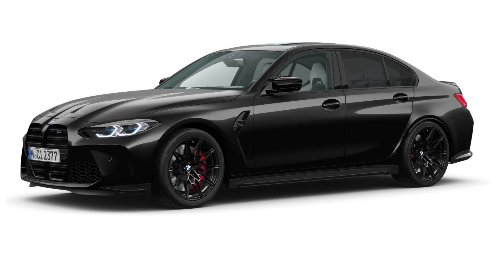BMW M3 Competition Limousine mit M xDrive in Schwarz von vorne