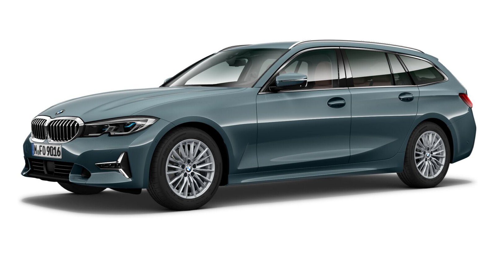 BMW 320i Touring in Blau von vorne BMW 320i Touring in Blau von vorne