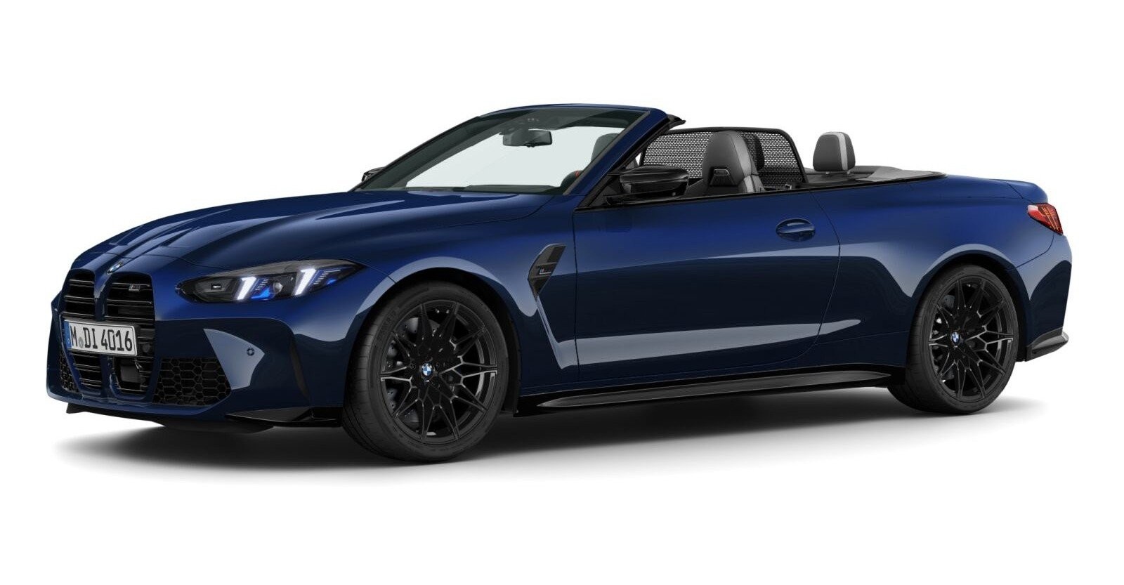 BMW M4 Competition Cabrio mit M xDrive in Blau von vorne BMW M4 Competition Cabrio mit M xDrive in Blau von vorne