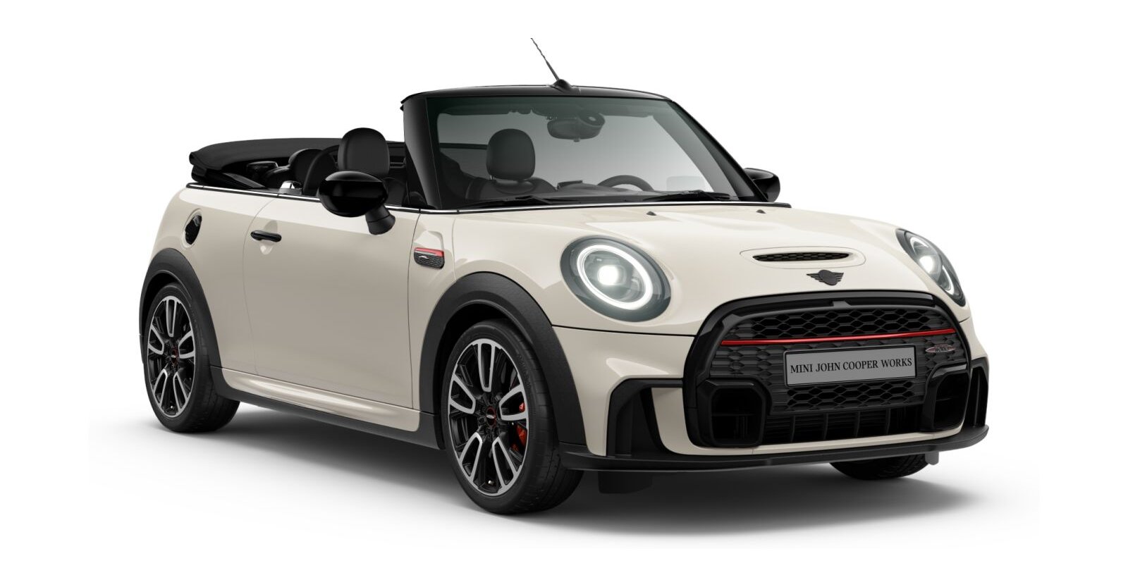 MINI JCW Cabrio in Weiß von vorne MINI JCW Cabrio in Weiß von vorne