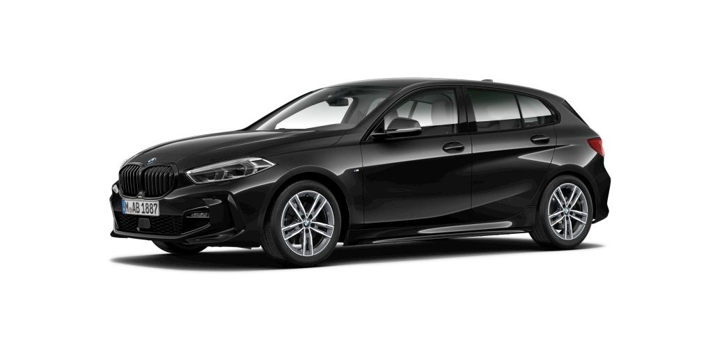 BMW 118i in Schwarz von vorne