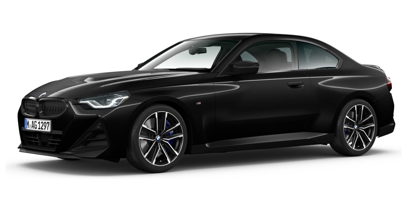 BMW M240i xDrive Coupé in Schwarz von vorne BMW M240i xDrive Coupé in Schwarz von vorne
