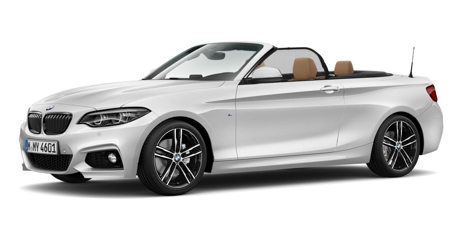 BMW 220i Cabrio in Weiß von vorne BMW 220i Cabrio in Weiß von vorne