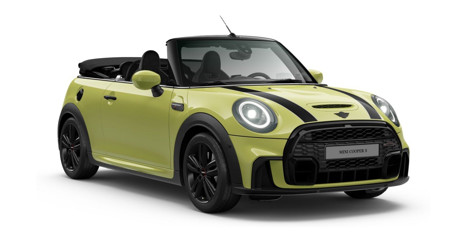 MINI Cooper S Cabrio in Gelb von vorne MINI Cooper S Cabrio in Gelb von vorne