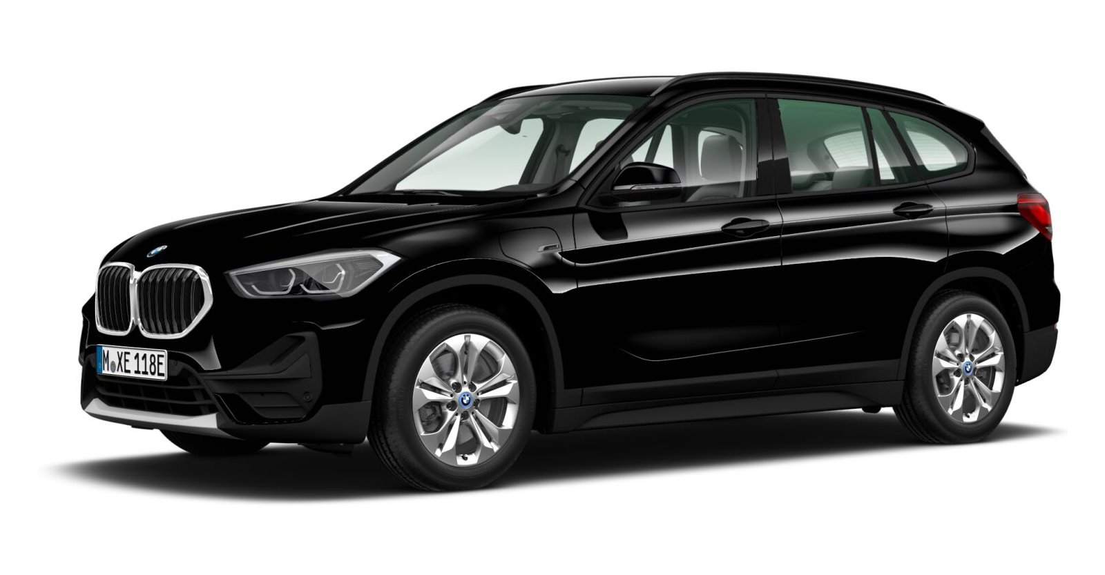 BMW X1 xDrive25e in Schwarz von vorne BMW X1 xDrive25e in Schwarz von vorne