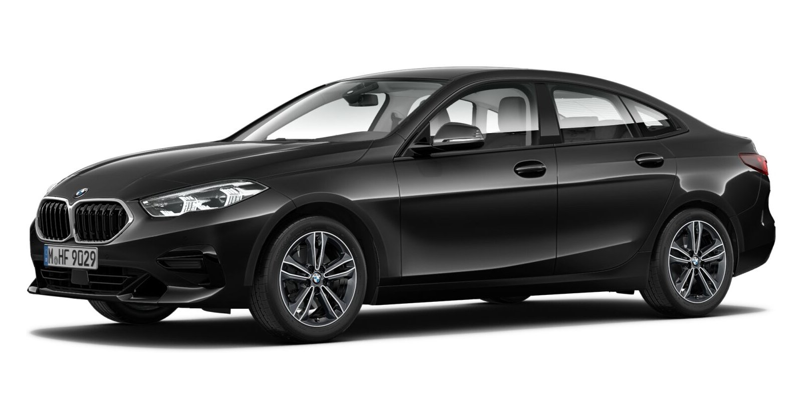 BMW 218i Gran Coupé in Schwarz von vorne BMW 218i Gran Coupé in Schwarz von vorne