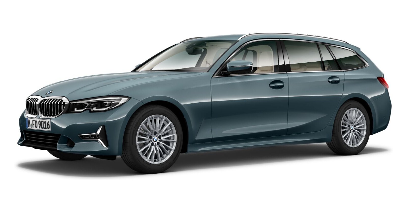 BMW 318i Touring in Blau von vorne