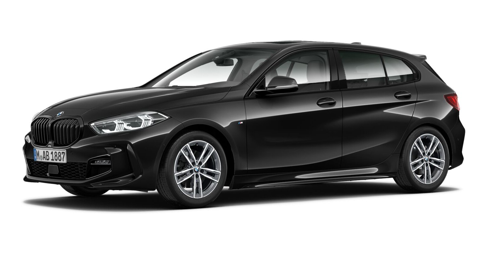 BMW 118i in Schwarz von vorne