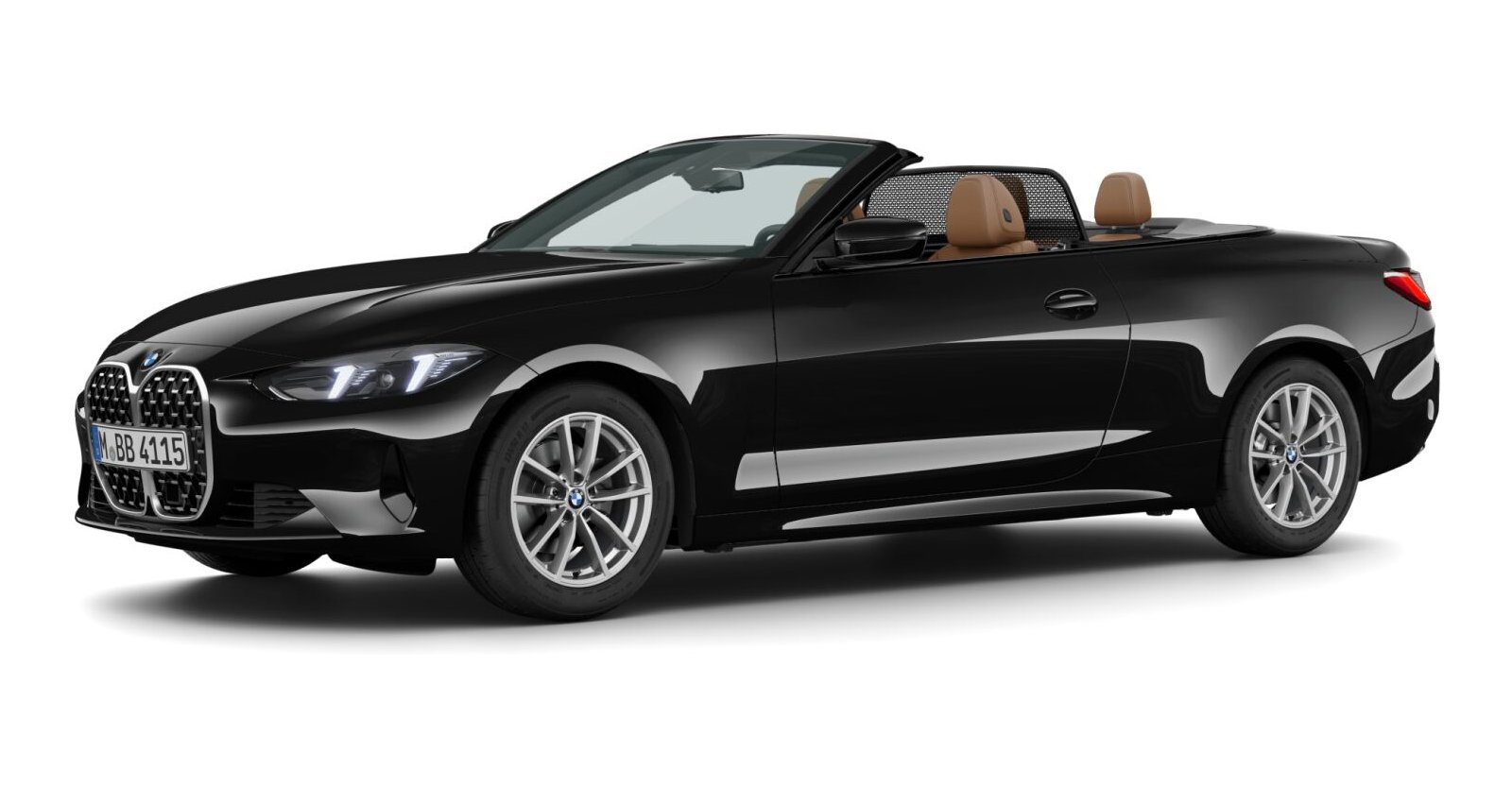 BMW 420i Cabrio in Schwarz von vorne