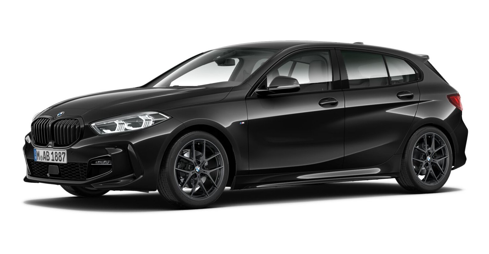 BMW 118i in Schwarz von vorne