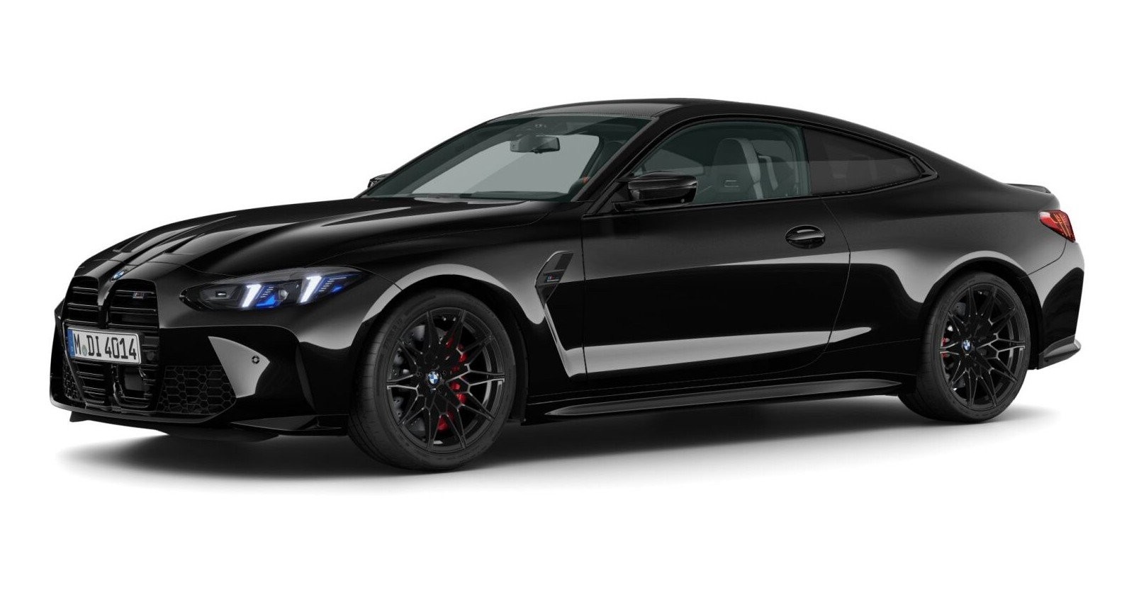 BMW M4 Competition Coupe mit M xDrive in Schwarz von vorne BMW M4 Competition Coupe mit M xDrive in Schwarz von vorne