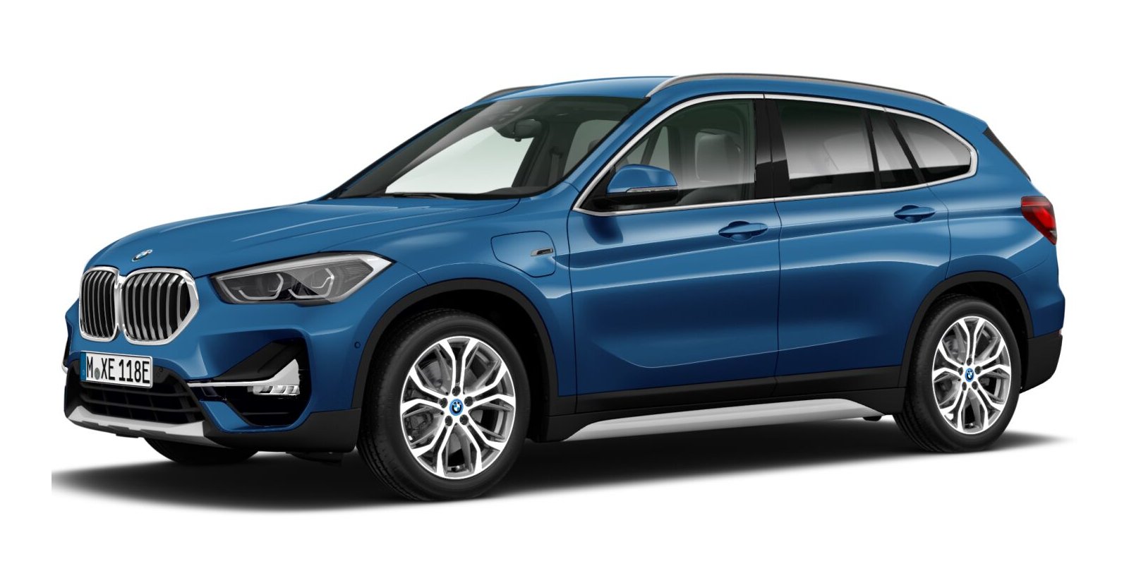 BMW X1 xDrive25e in Blau von vorne