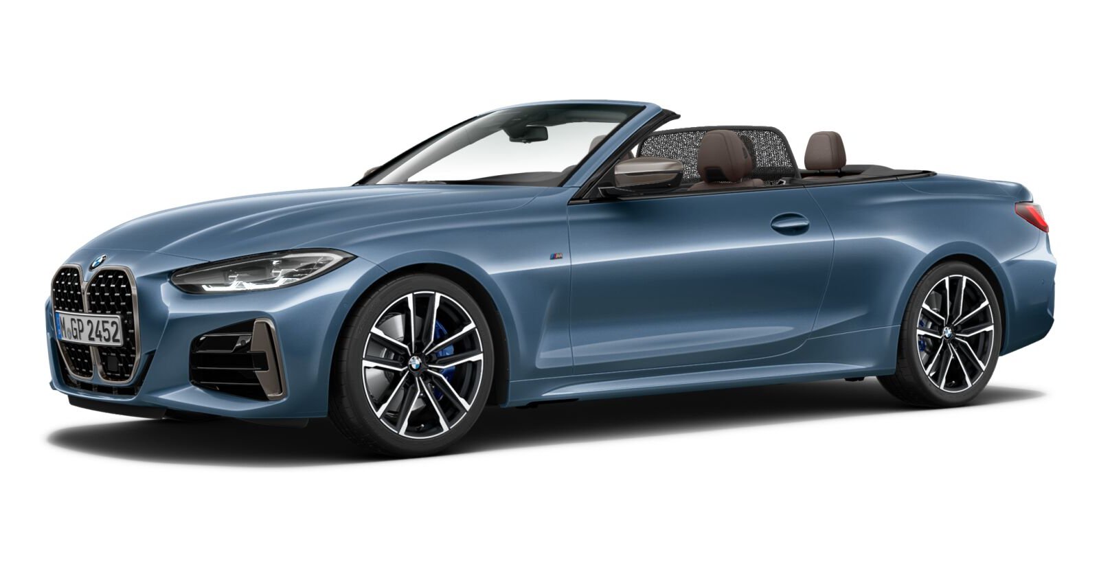 BMW M440i xDrive Cabrio in Blau von vorne BMW M440i xDrive Cabrio in Blau von vorne