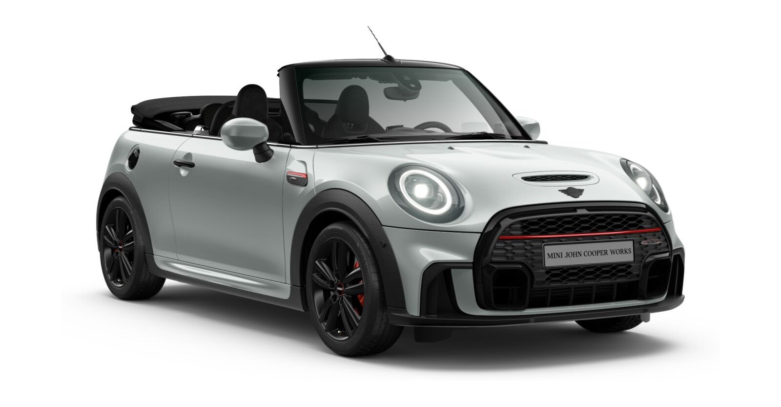 MINI JCW Cabrio in Silber von vorne MINI JCW Cabrio in Silber von vorne