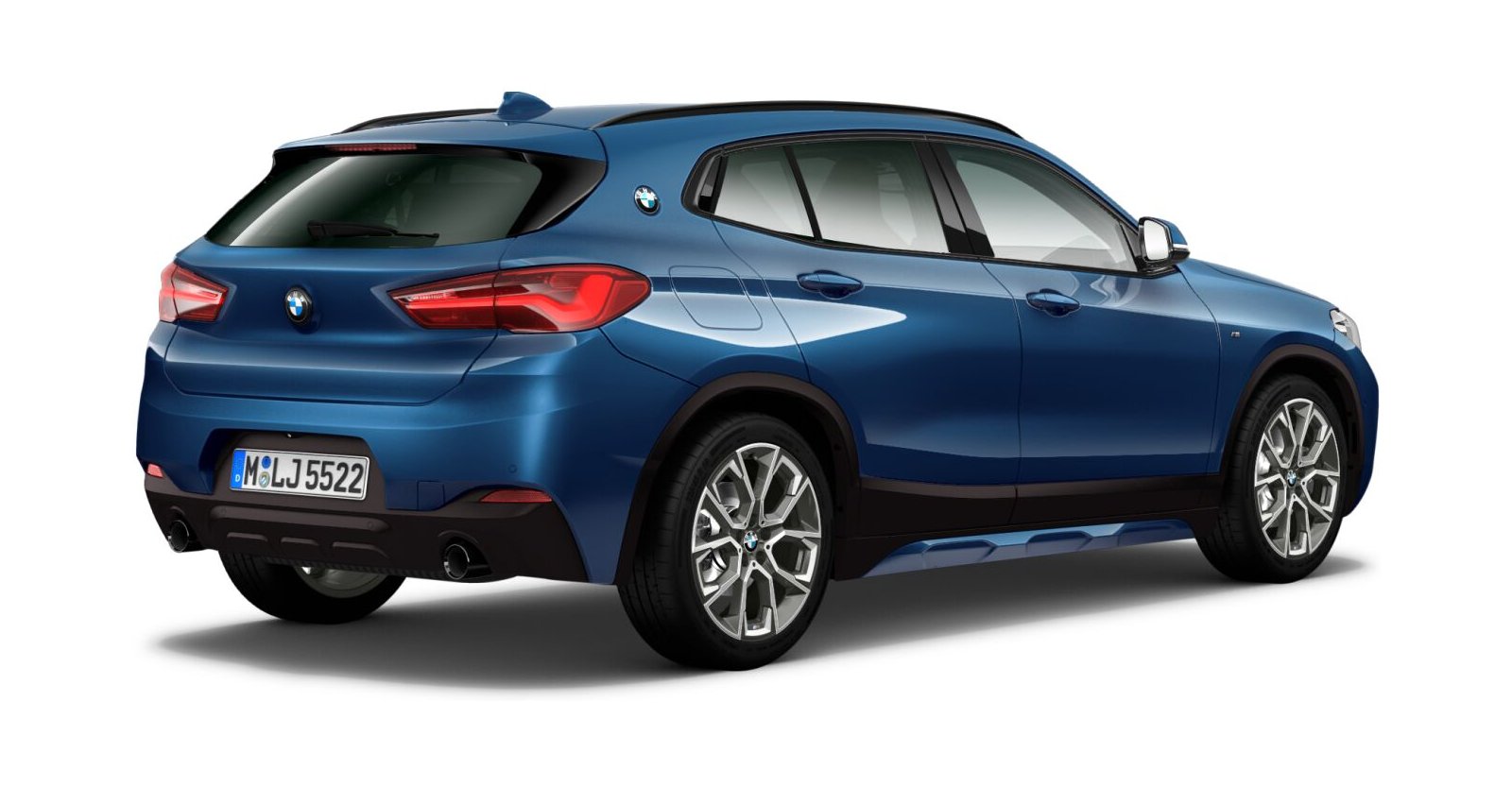 BMW BMW X in Blau von hinten BMW BMW X in Blau von hinten