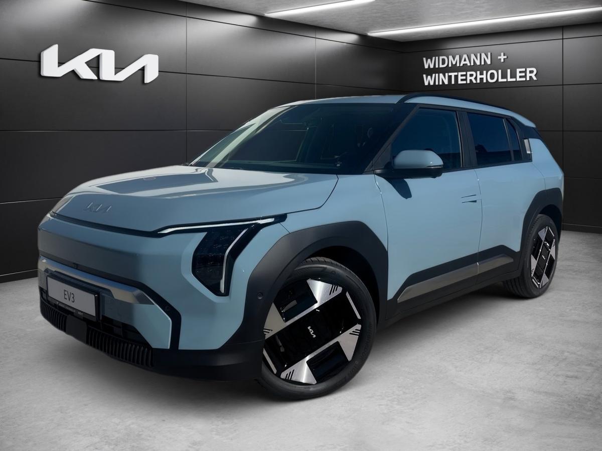KIA EV3 58.3 Earth H/K ACC 360° 2Klima LFA Keyless ML in Blau von vorne KIA EV3 58.3 Earth H/K ACC 360° 2Klima LFA Keyless ML in Blau von vorne