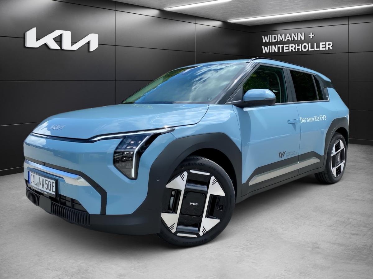 KIA EV3 58.3 Earth H/K ACC 360° 2Klima LFA Keyless ML in Blau von vorne KIA EV3 58.3 Earth H/K ACC 360° 2Klima LFA Keyless ML in Blau von vorne