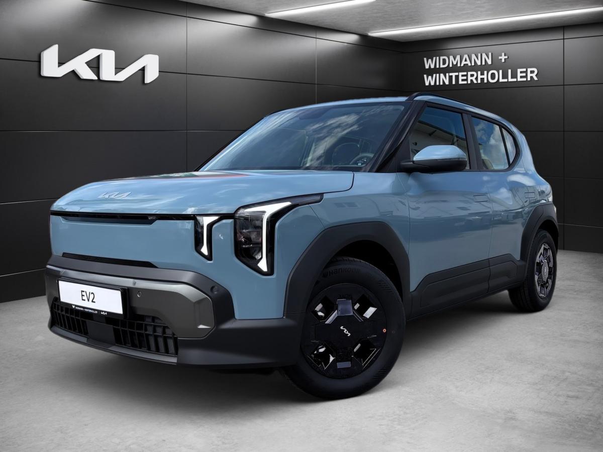 KIA EV2 42.2 4S Earth WIC ACC Kam. BCA Spurfolg, FCA in Blau von vorne KIA EV2 42.2 4S Earth WIC ACC Kam. BCA Spurfolg, FCA in Blau von vorne